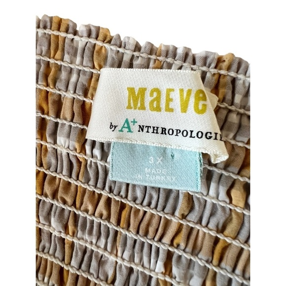 Anthropologie Maeve Plaid Square Neck Puff Sleeve Plus Size 3X Blouse - Picture 7 of 13